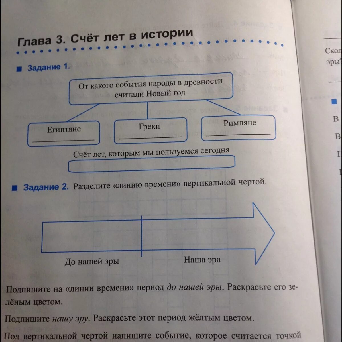 Разделите слова вертикальной чертой. Задание глава 1 счет лет в истории. Разделите линию времени вертикальной чертой. Счёт лет в истории 5 класс. От какого события народы в древности считали новый год.