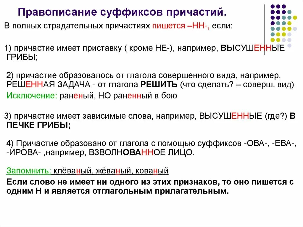 Правила в полных страдательных причастиях