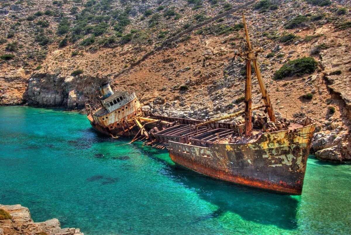 Крушение кораблей. «Олимпия» (остров Аморгос, Греция). Корабль Аморгос. Заброшенные корабли.