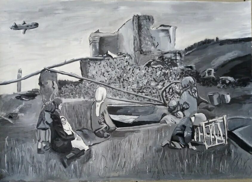 Рисунки во время войны. Бомбежка рисунок. Иллюстрация детей бомбежка. Бомбежка Ленинграда рисунок. Город во время войны рисунок.