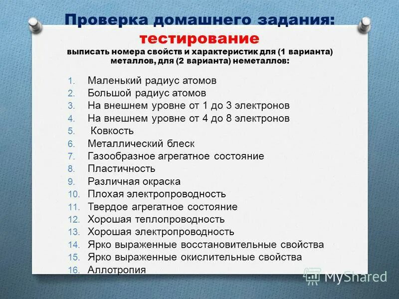 Тест по теме неметаллы 9 класс химия