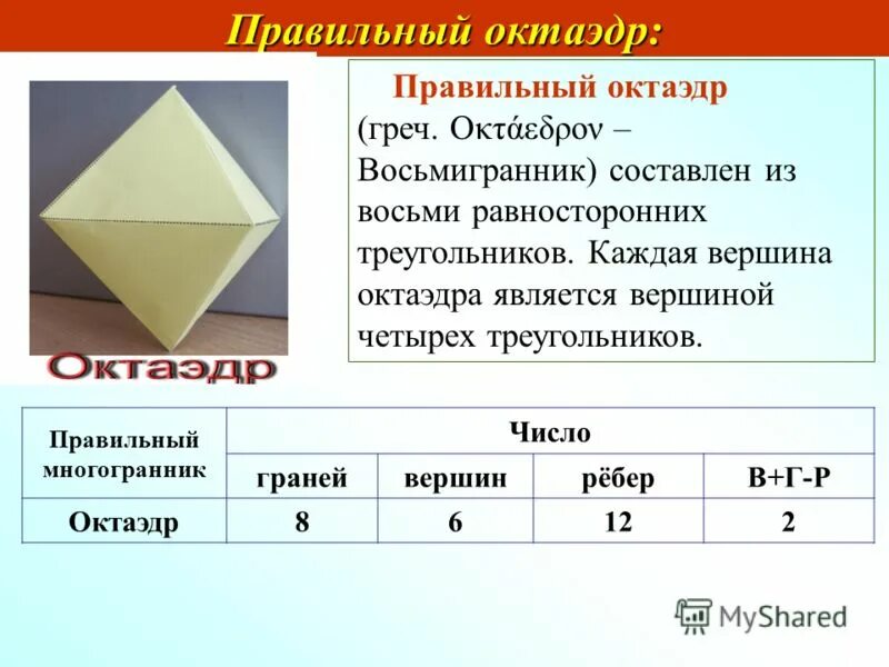 Правильный восьмигранник. Правильный восьмигранник. Правильный восьмигранник. Октаэдр и октагон. Октаэдр.