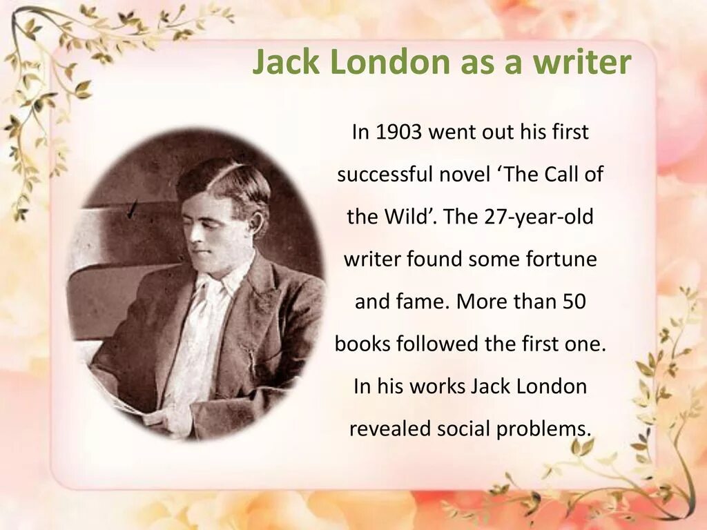 His name jack. Jack London презентация на английском. Famous writer Jack London. Книги Джека Лондона на английском языке. Писатели Лондона на английском.