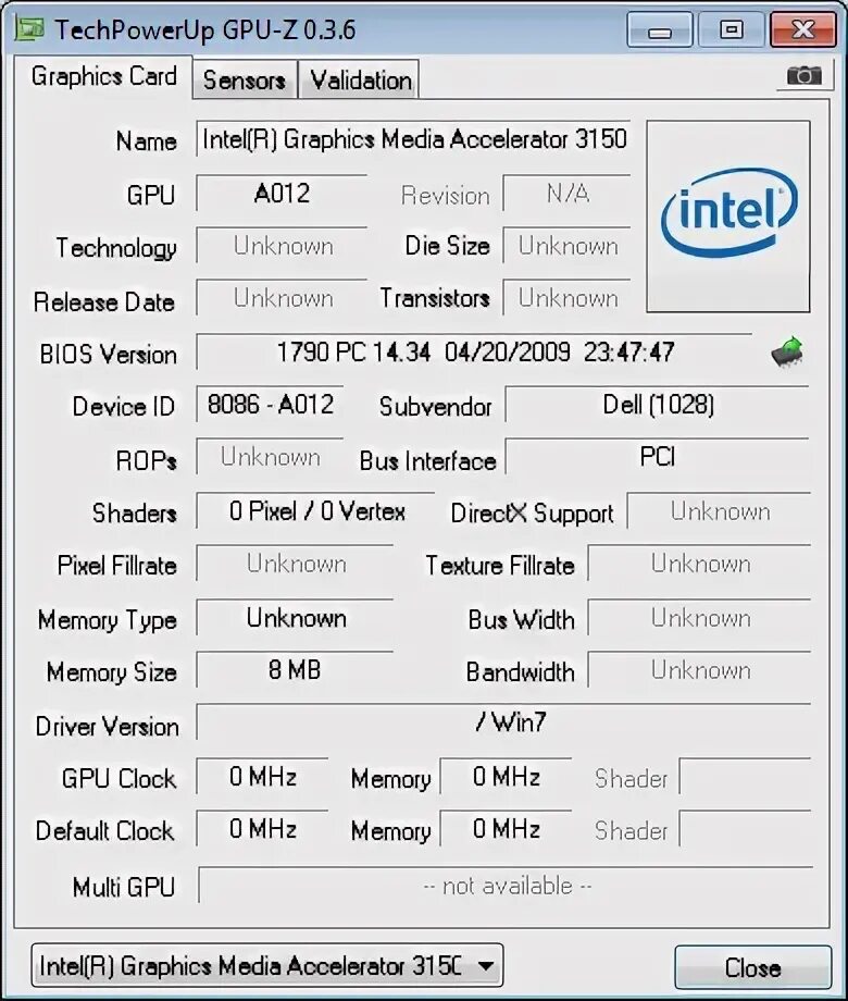 Intel r graphics accelerator 3150. Intel gma 3150. с какой стороны 1 8pin на карте по gpuz.