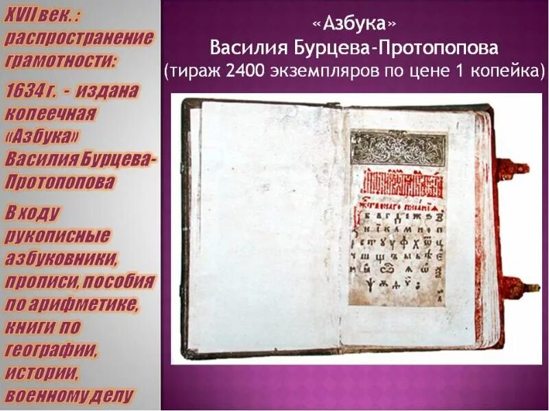 Азбука Василия Бурцева 1634. Букварь Бурцова Протопопова 17 век. Букварь Василия Бурцова. Букварь в ф бурцева