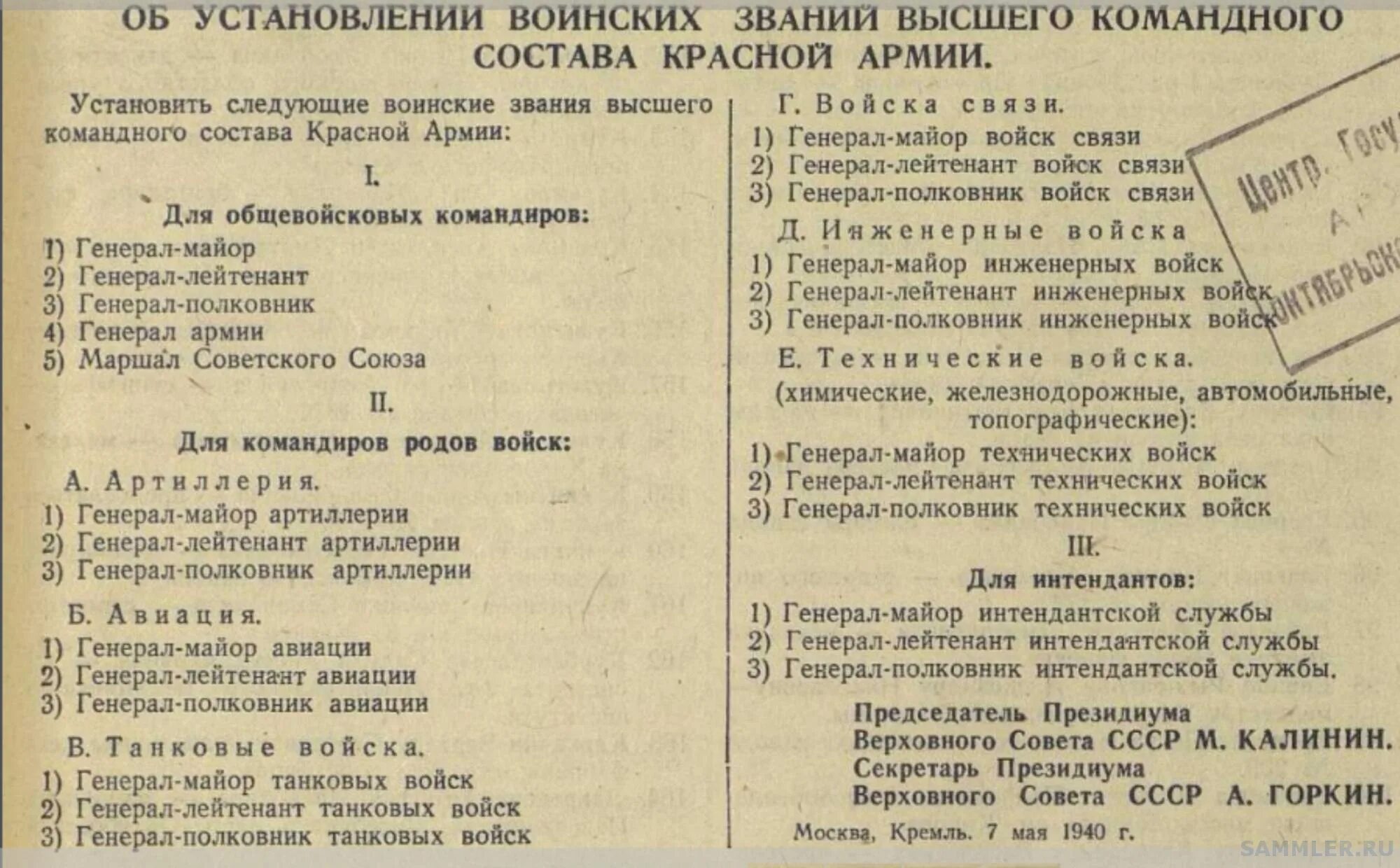 Указ о присвоении воинских званий