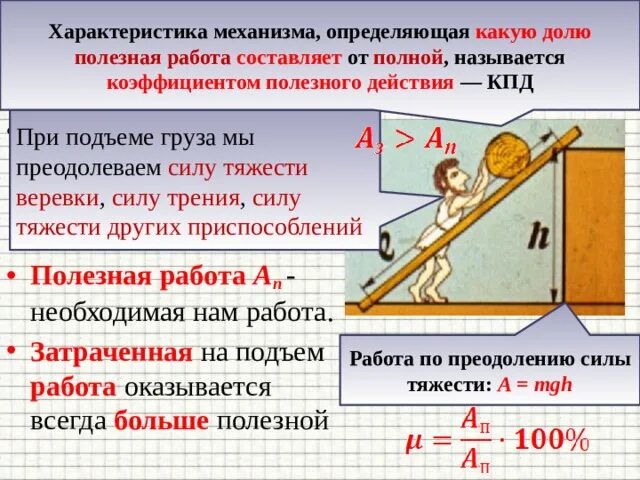 Определите полезную работу механизма