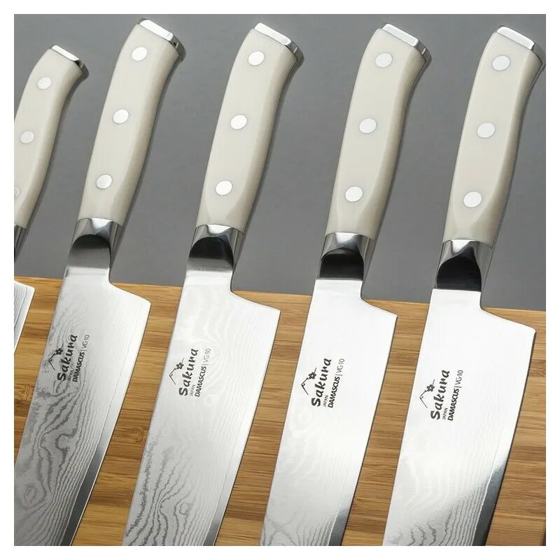 Набор ножей Fortuna Sakura. Нож Сакура 2. Японские ножи Сакура набор. Нож Сакура с белой ручкой.