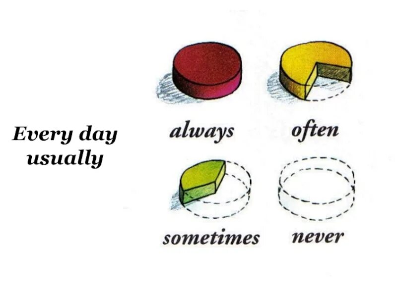 Always usually often для детей. Always often sometimes never. Always usually sometimes never карточки для детей. Always sometimes never for Kids. Three every day