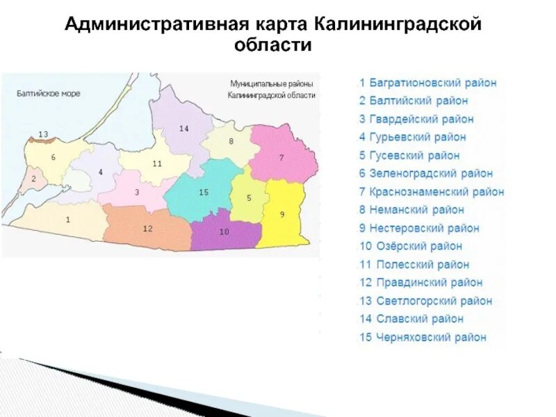 Субъекты федерации калининградской области. Карта Калининградской области с районами. Карта административного деления Калининградской области. Калининград деление по районам карта. Административный состав Калининградской области.