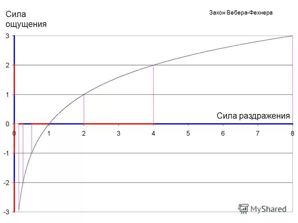 Логарифму интенсивности раздражителя