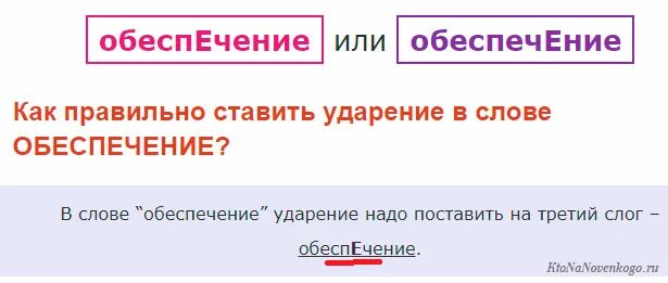 Обеспечение правильно поставить ударение