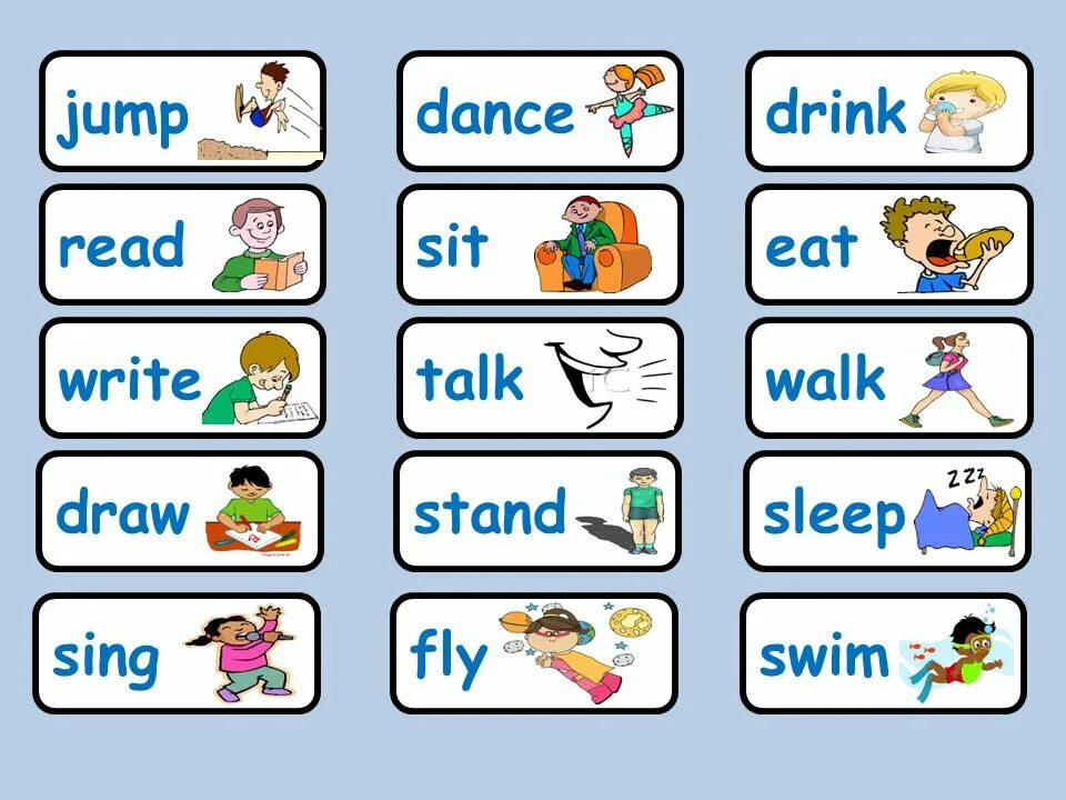 Английские слова sing. Карточки Actions для детей. Глагол can карточки. I can карточки для детей. Action verbs карточки английского для детей.