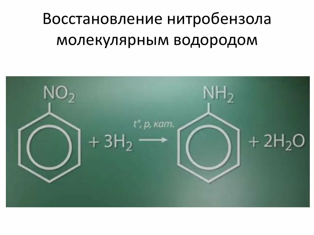 Восстановление нитробензола до анилина. Восстановление нитробензола водородом. Нитробензол и атомарный водород. Нитробензол h2 ni. Продукт реакции нитробензола