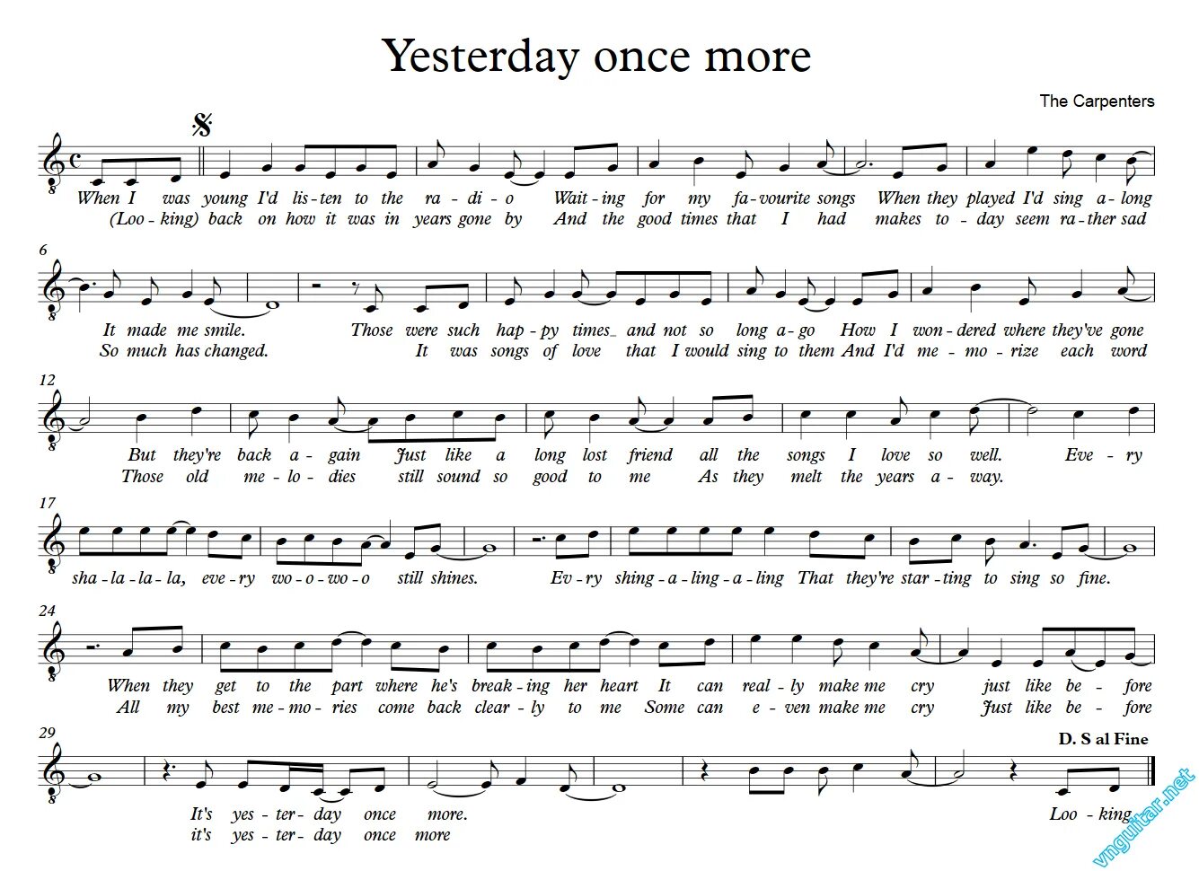 Текст песни one more time. Yesterday once more Ноты. Yesterday one more Ноты. Ноты песни yesterday. Yesterday Ноты с текстом.