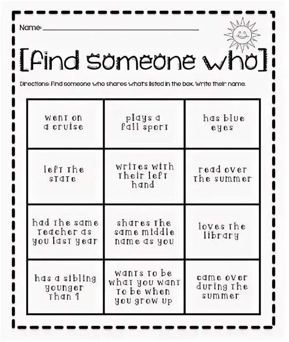 Get whose back. Find someone who for Kids. Find someone. Find someone who activity. Find someone who have to.