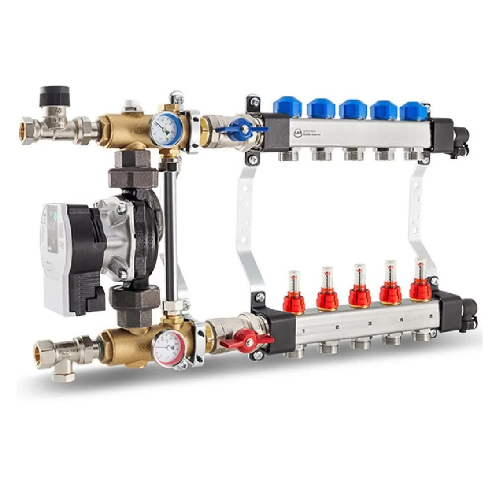 Теплые полы насос какой. Kan смесительный узел. Hfcghtltkbntkm c yfcjcjcv kan Therm. Смесительный узел для теплого пола kan Therm. Коллекторная группа Mixell (е014-6) со смесительным узлом (без насоса) 1" НР, 6 отводов 3/4" евроконус.