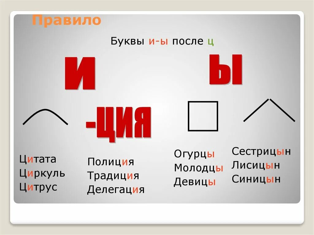 Ция правило. И Ы после ц. И-Ы после ц правило. Правописание букв и ы после ц.