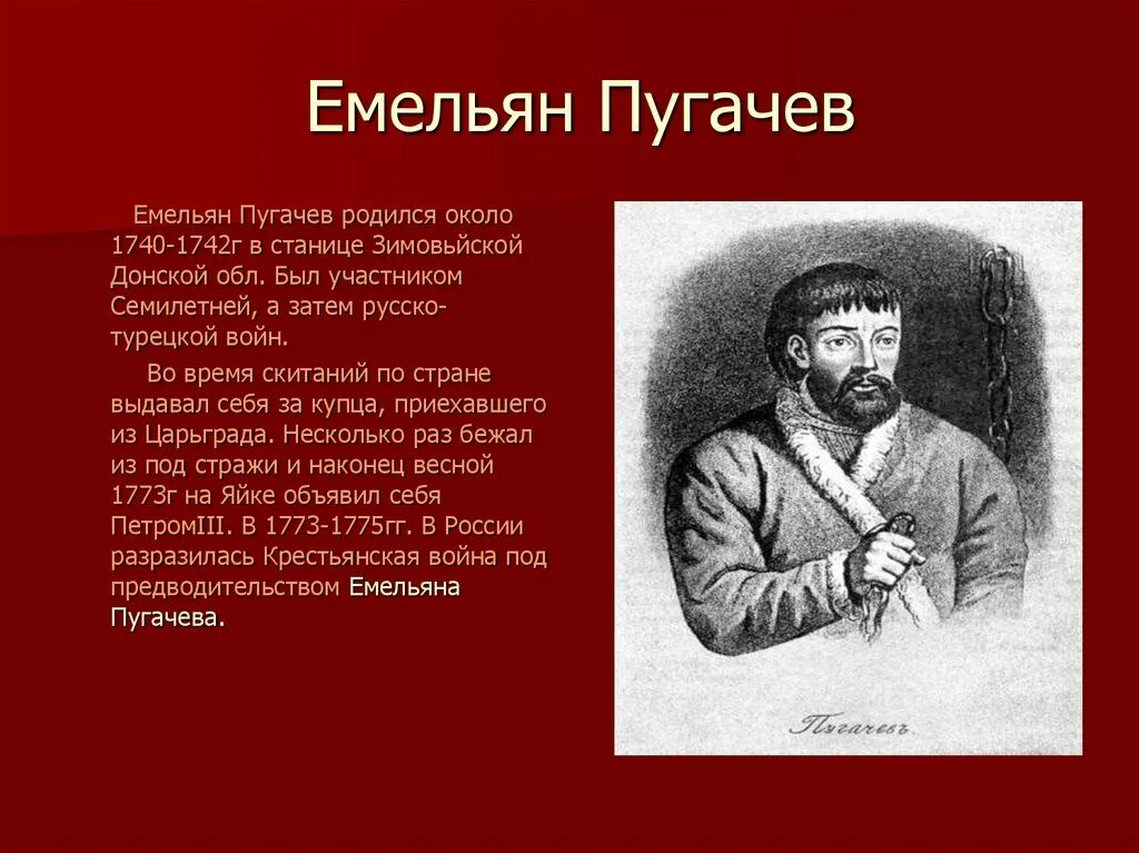 Личность Емельяна Пугачева в истории 8 класс. Исторический портрет Емельяна Пугачева 8 класс.