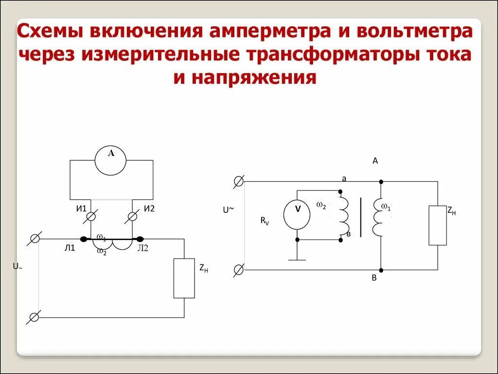 Схема подключения вольтметра через трансформатор напряжения. Подключение амперметра через трансформатор тока. Схема подключения амперметра через трансформатор тока в цепи. Схему включения ваттметров через трансформаторы тока.