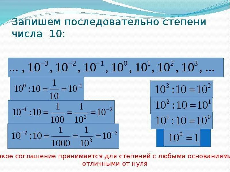 Перевести в степень 10