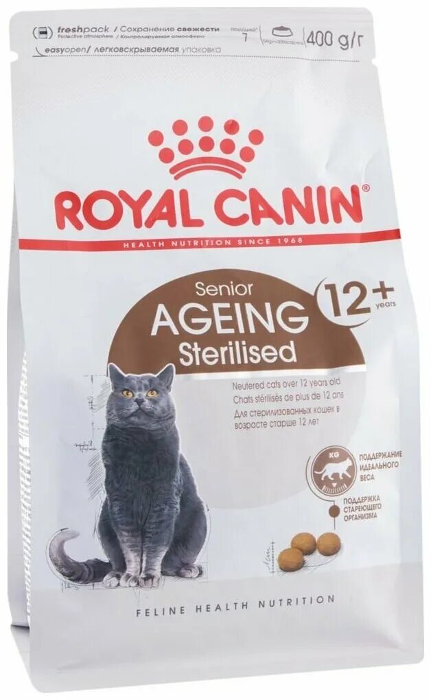 Royal canin для пожилых кошек. Royal Canin Sterilised 400. Royal Canin ageing Sterilised 12+. Ageing Sterilised 12+ Роял Канин. Роял Канин для пожилых кошек 12+.