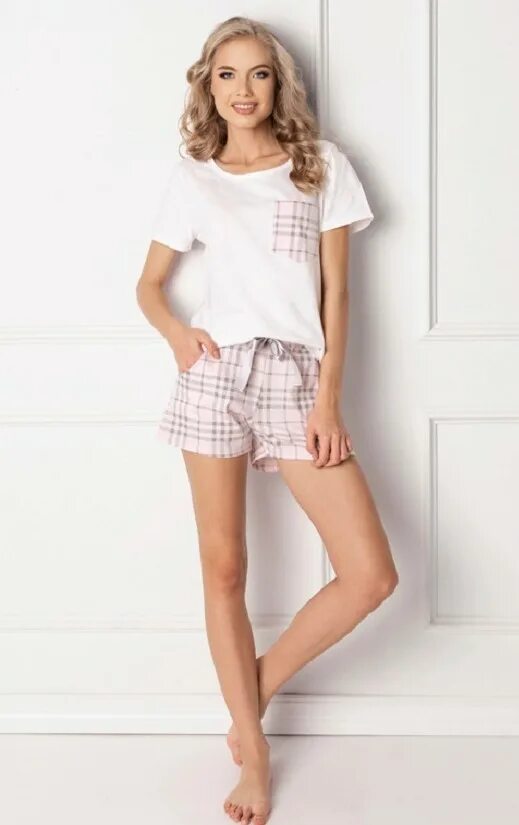 Шорты с длинным рукавом. Пижама Aruelle 517997. Домашняя одежда для девушек. Пижама женская с шортами. Пижама с шортиками.