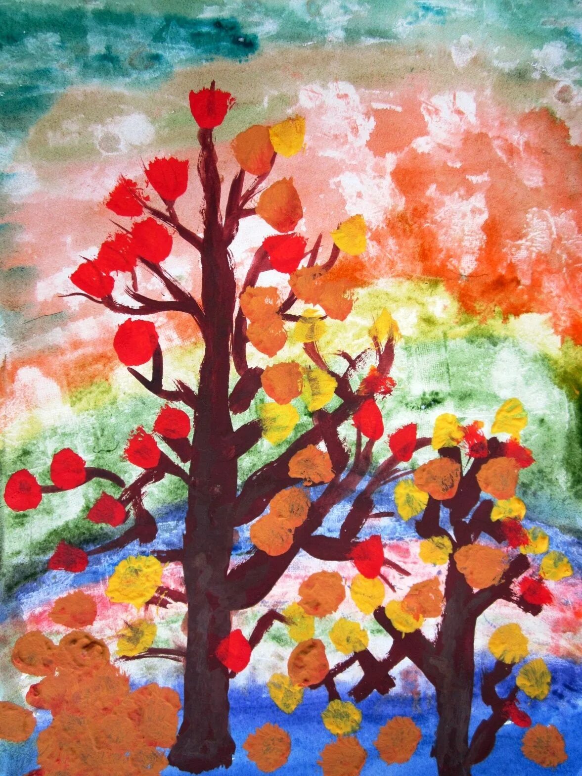 Краски осени. Рисование красками осень. Осень красками для детей. Рисование красками для детей.