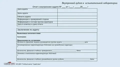Отчет по внутреннему аудиту