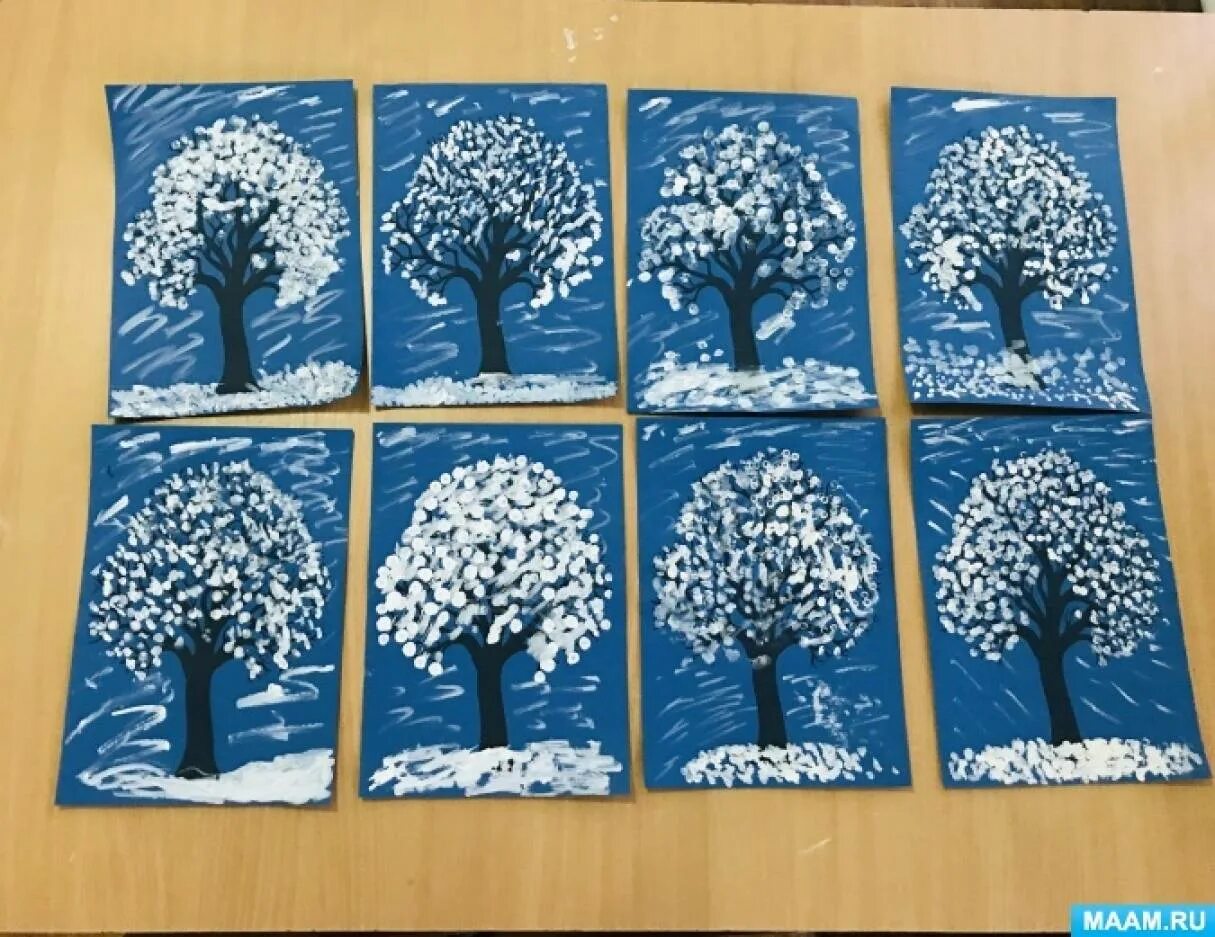 Деревья в снегу вторая младшая. Рисование«деревья в снегу» (т.с. Комарова. Занятие 58). Рисование зимнее дерево в подготовительной группе. Зимнее дерево ватными палочками. Зимнее дерево в нетрадиционной технике рисования.
