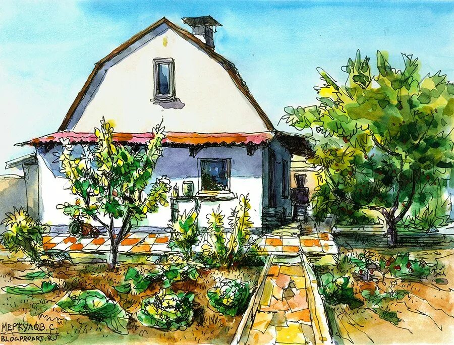 Рисунок дача летом