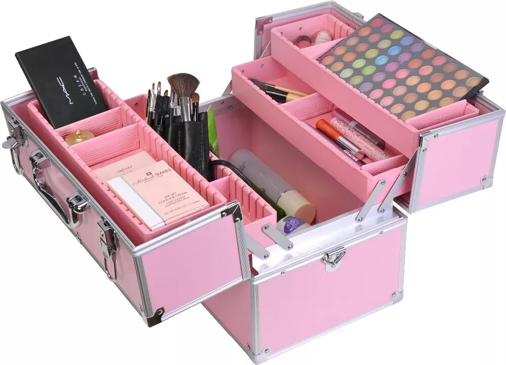 Что купить подростку 14. Кейс Makeup Box Pink. Коробка с косметикой для девочек. Сундучок для косметики. Чемоданчик с косметикой для девочек.