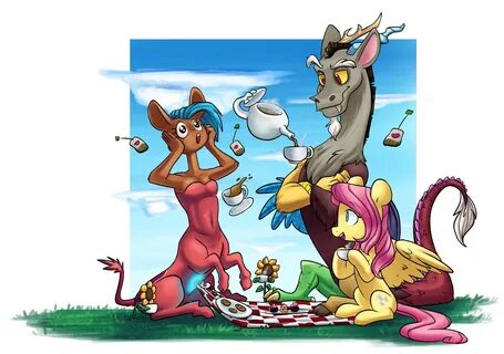 ...artist:chub-wub, discord, fluttershy, centaur, draconequus, pegasus, pon...
