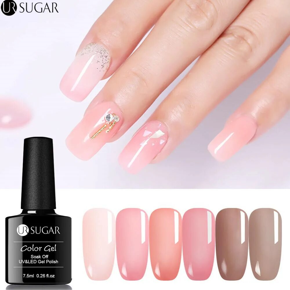 Прозрачно розовый лак. Гель лак Шугар. Ur Sugar UV Gel Polish Soak off. Gel Sugar Polish 05. Лак 007 Gel Polish.