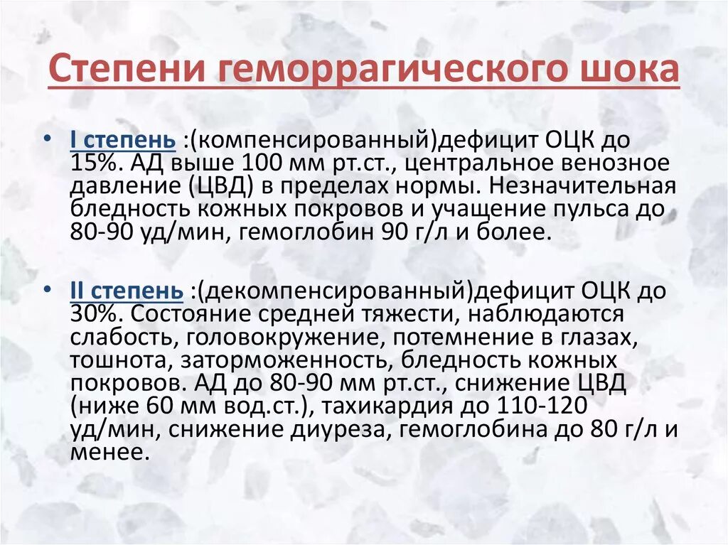 Шок 1 2 3. Геморрагический ШОК степени. Геморрагический ШОК степени тяжести. Геморрагический ШОК степени степени. Стадии геморрагического шока.