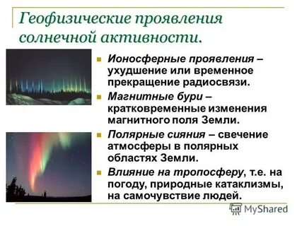 Какие проявления солнечной активности