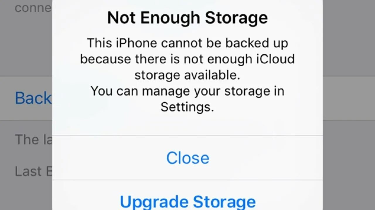 There is not enough storage to download. Iphone storage. phone cannot be used.
