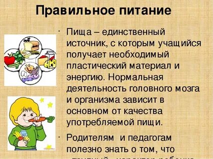 Правильный рацион питания для детей