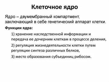 Роль ядра в жизни клетки