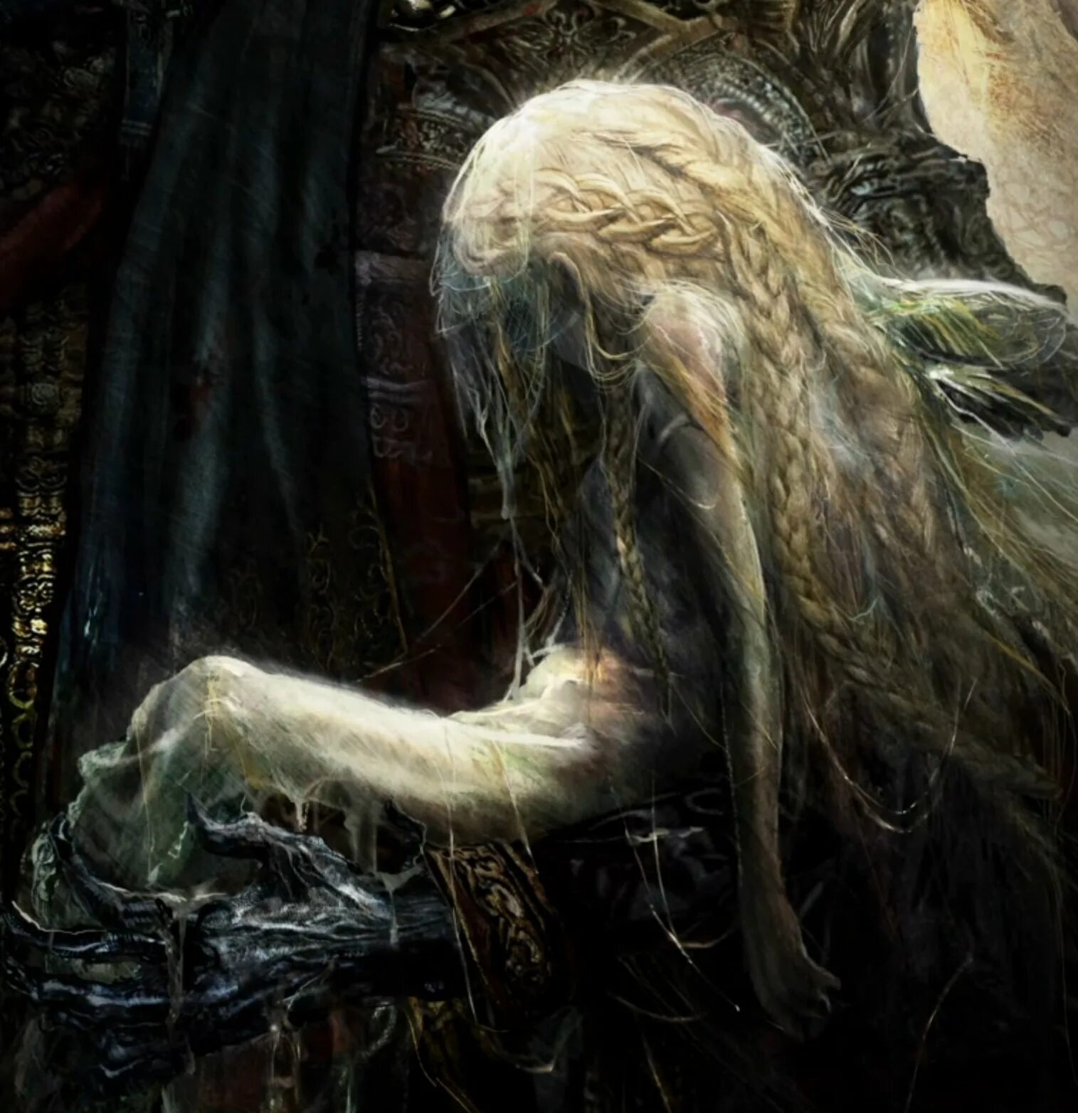 Молитвослов убийцы elden. Микелла элден. микела элден ринг. микела elden ring. микелла в коконе elden ring.