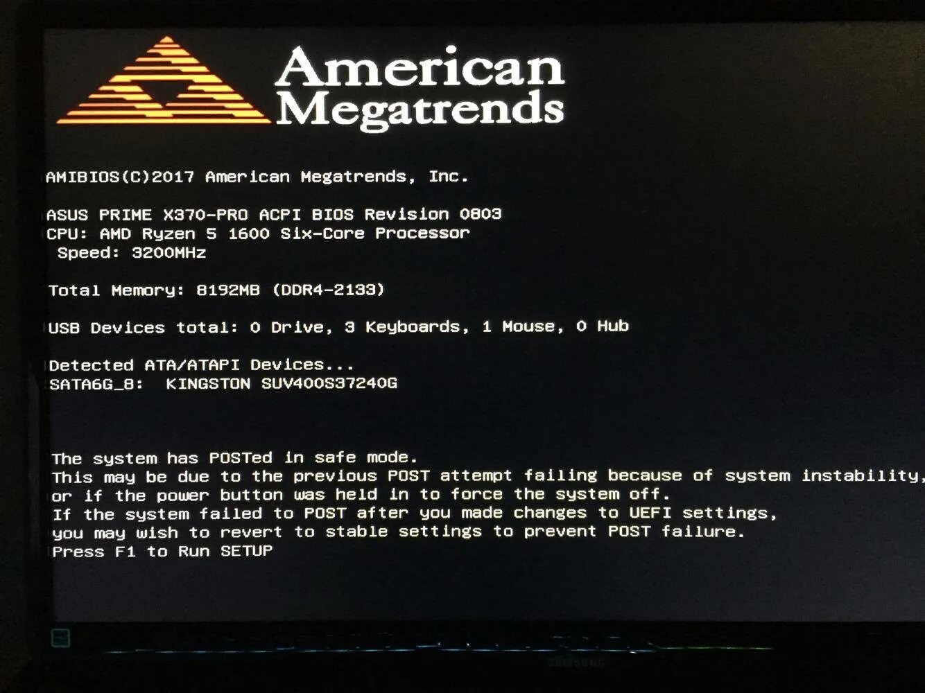 American MEGATRENDS Inc ASUS. Безопасный режим биос асус. Ram Overclocking profile 1. The System has Posted in safe Mode.