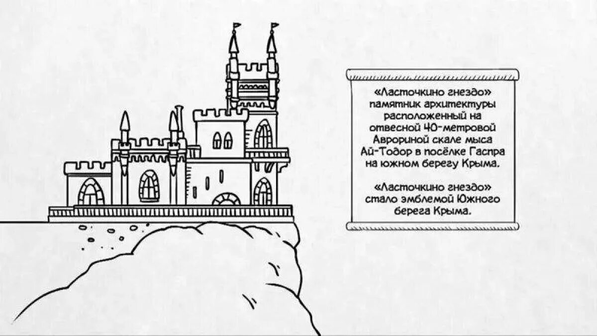 Ласточкино гнездо раскраска. Ласточкино гнездо в Крыму рисунок. Ласточкино гнездо в Крыму разукраска. Ласточкино гнездо в Крыму чертежи. Раскраска Ласточкино гнездо в Крыму для детей.