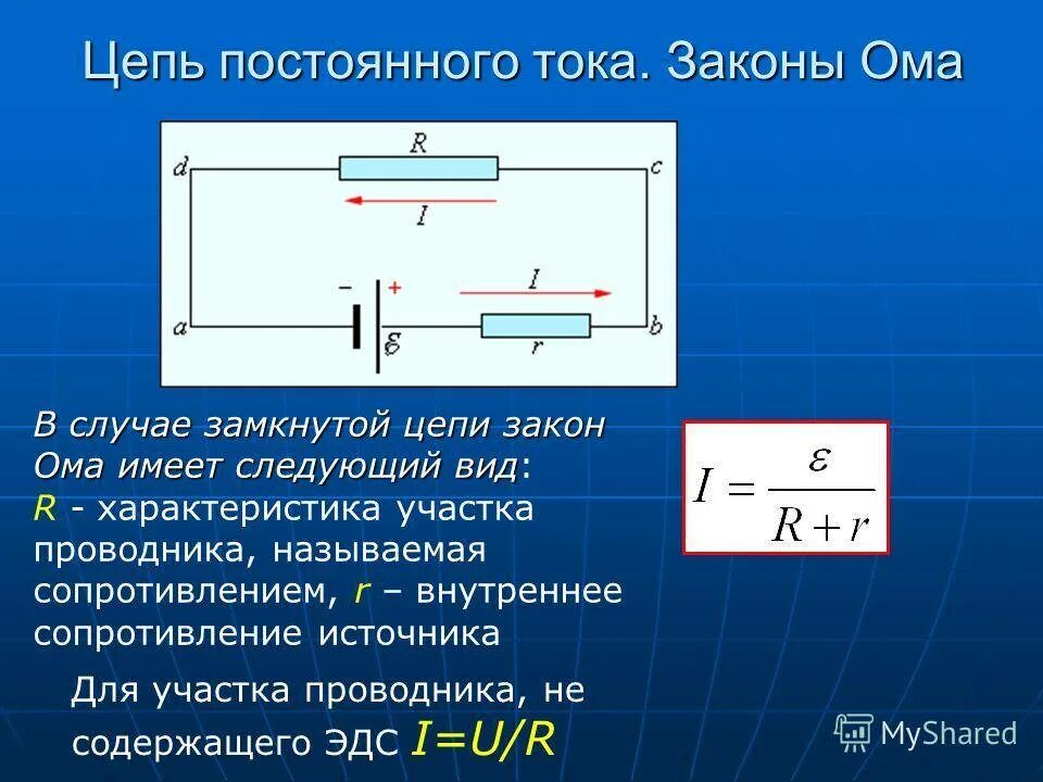 Как определить сопротивление замкнутой цепи. Закон Ома для замкнутой цепи. Закон Ома для полной замкнутой цепи. Закон Ома для замунутоцепи. Закон Ома для замкнутой цепи постоянного тока.