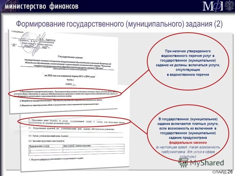 Формирование государственного задания