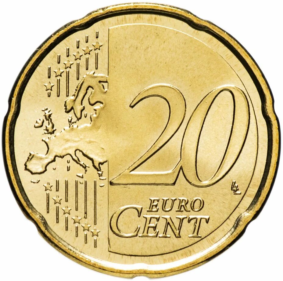 Центы в рубли. Монета 20 евро цент. Монета 20 Euro Cent 2002. Монета 20 Euro Cent 1999. Монета 20 евроцентов 2010 года.