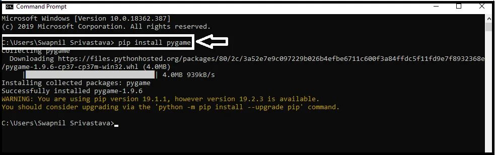 Pip install pygame. Pip install pygame