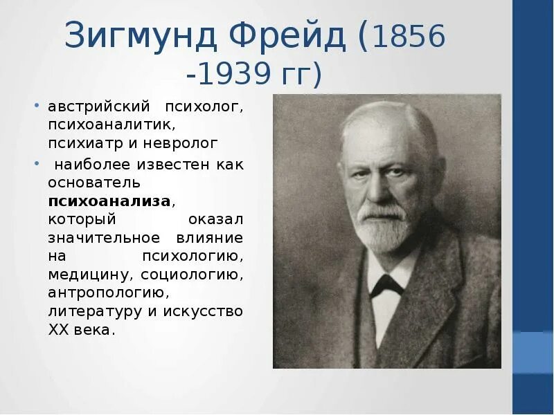 Психоанализ психологи. З. Фрейда (1856–1939). Ученый з. Фрейд.