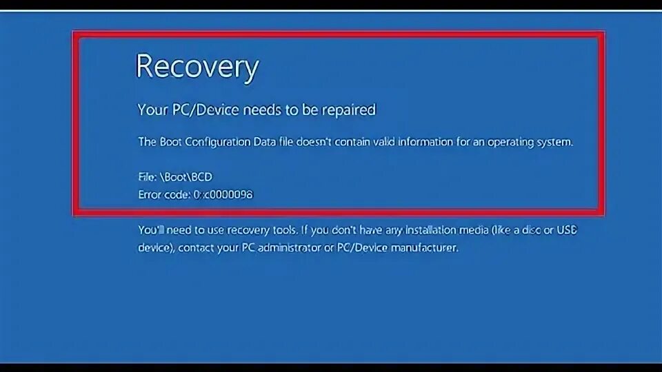 Recovery your device need to. Your pc needs to restart. your pc device needs to be repaired. error: could not open the bcd template store.. your pc needs to be repaired.