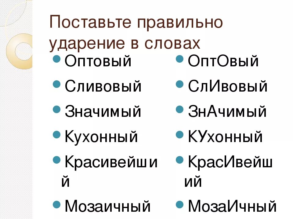 Поставить ударение красивее. Ударение в слове мослтвлвый. Правильное ударение в слове оптовый. Сливовый ударение. Как ставить ударение.