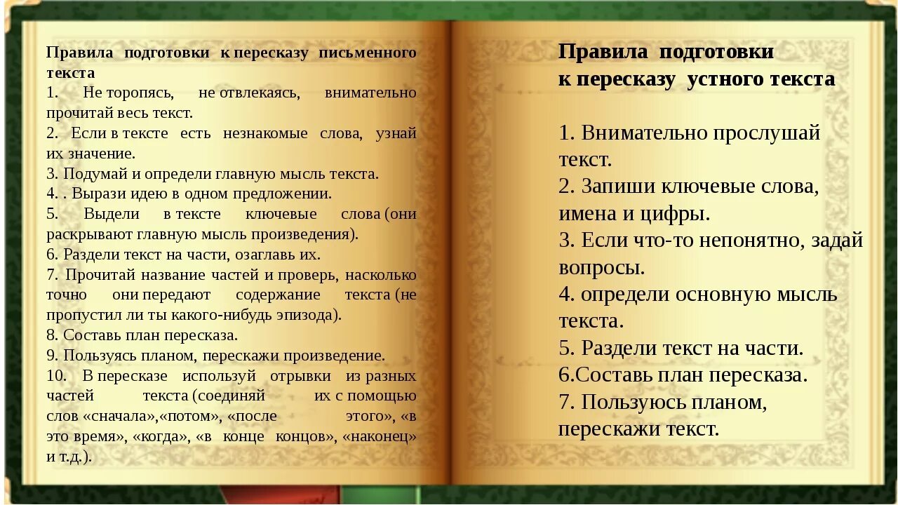 Пересказ произведения почему. Пересказ прочитанного текста. составление плана пересказа. подготовить подробный пересказ. художественная литература отрывок.